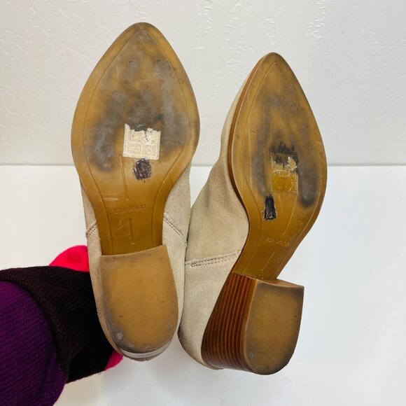 Dolce Vita Daine tan suede leather Block heel pointy toe ankle boots Size 7.5 - Picture 8 of 10